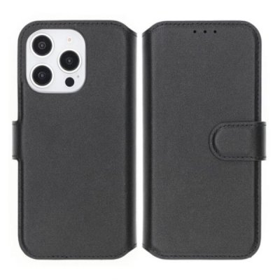 iPhone 16 Pro Max Plånboksfodral Äkta Läder Rvelon Svart