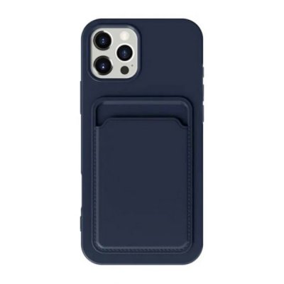 iPhone 16 Pro Mobilskal Silikon med Korthållare Blå