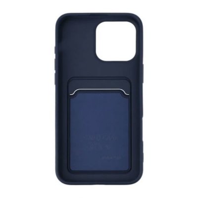 iPhone 16 Pro Mobilskal Silikon med Korthållare Blå