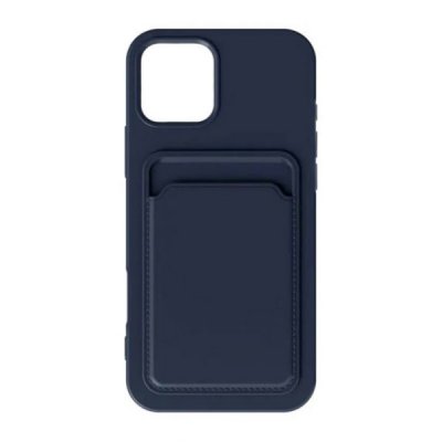 iPhone 16 Pro Mobilskal Silikon med Korthållare Blå