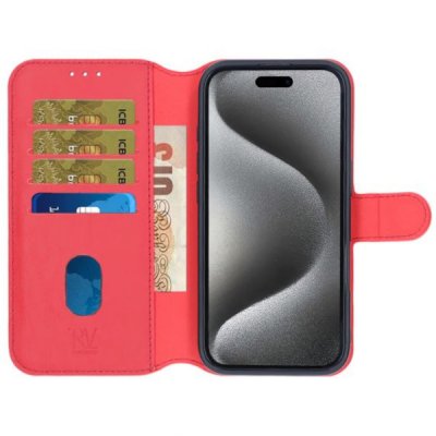 iPhone 16 Pro Plånboksfodral Magnet Rvelon Röd