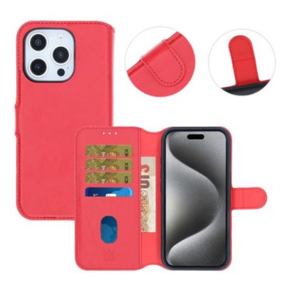 iPhone 16 Pro Plånboksfodral Magnet Rvelon Röd