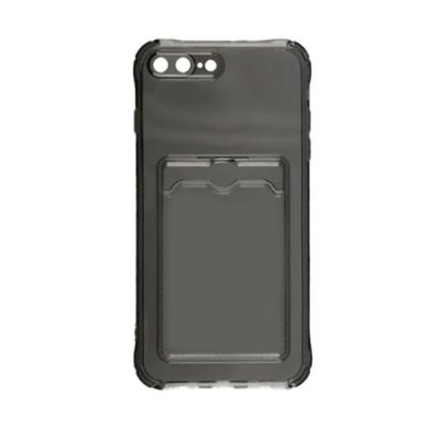 iPhone 7 8 Plus Stöttåligt Mobilskal med Korthållare Grå