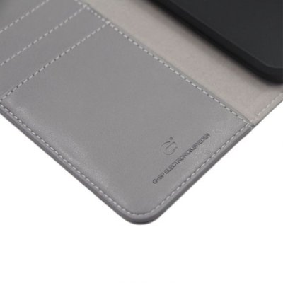 iphone x iphone xs genuint äkta läder plånboksfodral med inbyggt tpu skal magnetlås 3 kortfack 1 kontantfack grå