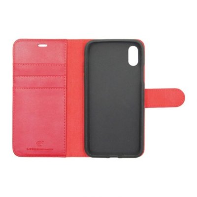 iphone x iphone xs rv rvelon plånboksfodral veganskt pu läder 6 kortfack 2 utfällbara magnetiskt lås flipstand stativ röd
