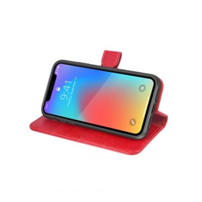 iphone x iphone xs rv rvelon plånboksfodral veganskt pu läder 6 kortfack 2 utfällbara magnetiskt lås flipstand stativ röd