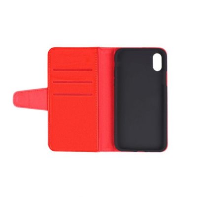 iphone x iphone xs rv rvelon plånboksfodral veganskt pu läder 6 kortfack 2 utfällbara magnetiskt lås flipstand stativ röd