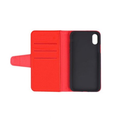 iphone xs max pu läderfodral extra kortfack röd