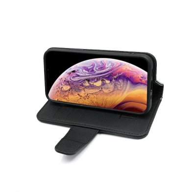 iphone xs max plånboksfodral magnetlås 6 kortfack 1 kontantfack tpu skal veganskt pu läder rvelon svart