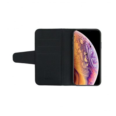 iphone xs max plånboksfodral magnetlås 6 kortfack 1 kontantfack tpu skal veganskt pu läder rvelon svart