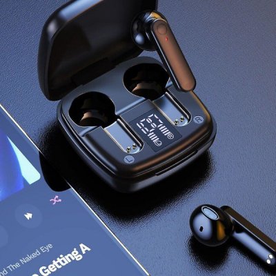 Jellico TWS9 Bluetooth v5.0 Wireless Headset IPX5 Smart Touch Magnetic In Ear Hörlurar Black Svart