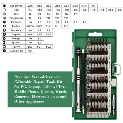 60 Delar Reparationskit med Magnetisk Skruvmejsel Verktyg