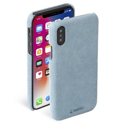 Krusell iPhone X Broby Cover suede leather blue