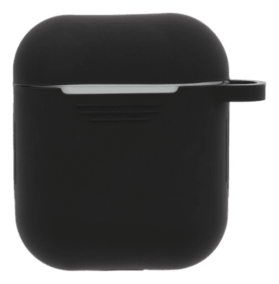 DELTACO Silikonskal för AirPods, mjuk, nyckelringshål, greppvänlig, svart