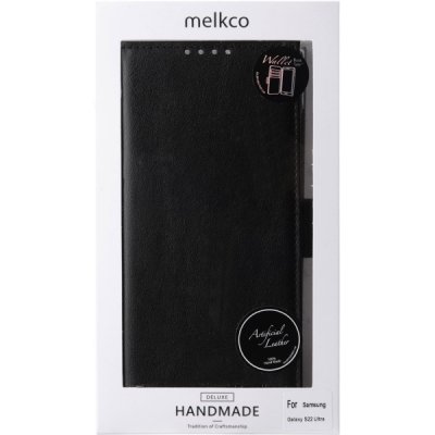 Melkco Wallet Case Plånboksfodral Passar till Samsung Galaxy S22 Ultra Svart
