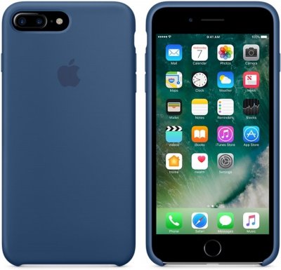 Apple original Silikonskal iPhone 8 Plus Havsblå