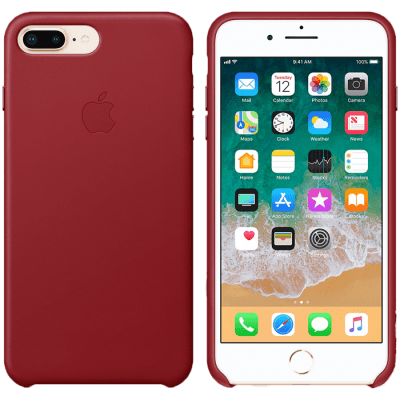 Apple Läderskal iPhone 7 Plus 8 Plus Röd