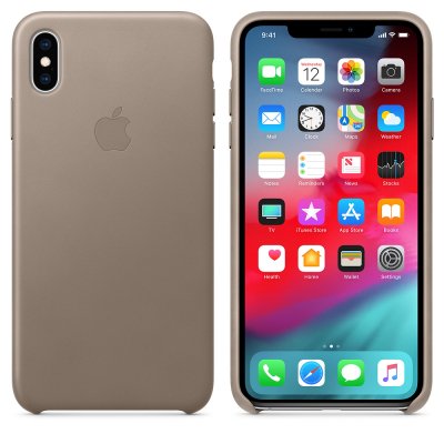 Apple iPhone XS Max Original Läderskal, Mullvadsgrå