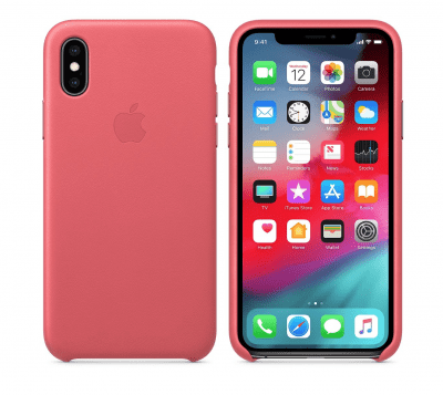 Apple iPhone XS Original Läderskal rosa