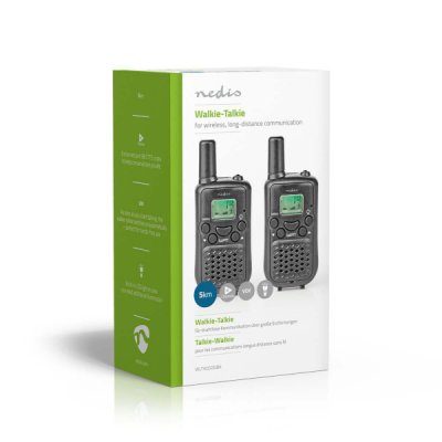 Nedis Walkie-Talkie 2 x handenheter 5km PTT VOX 2,5h Svart