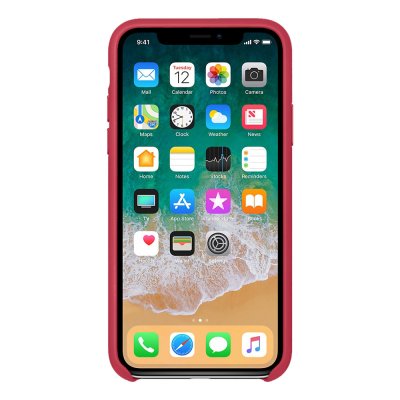 Apple Läderskal Original iPhone X Pink Fuchsia