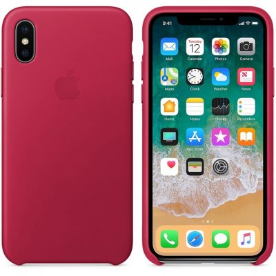 Apple Läderskal Original iPhone X Pink Fuchsia