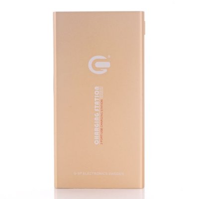 Powerbank 10000 mAh 2 USB-portar Snabbladdare - Gold
