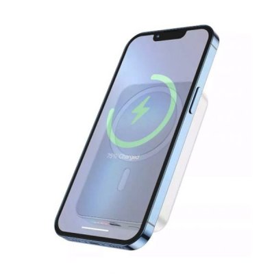 Powerbank Magnetisk med Trådlös Laddning 10000 mAh Vit