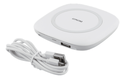 DELTACO Trådlös laddare, 7.5W, V1.2, USB Micro-B, vit