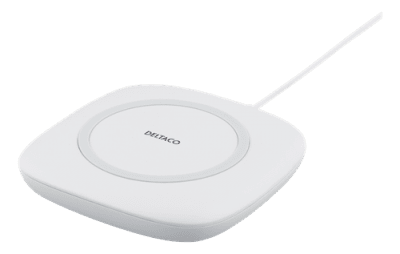 DELTACO Trådlös laddare, 7.5W, V1.2, USB Micro-B, vit