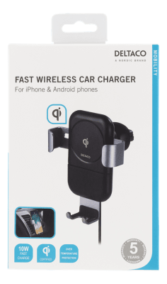 DELTACO Trådlös snabbladdare för bilen