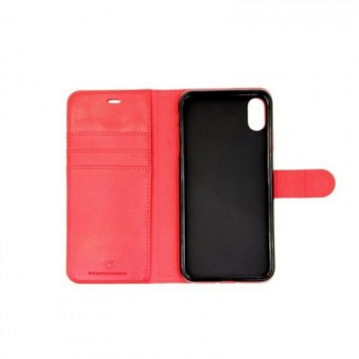 iphone xs max pu läderfodral extra kortfack röd