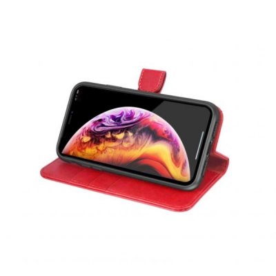 iphone xs max pu läderfodral extra kortfack röd