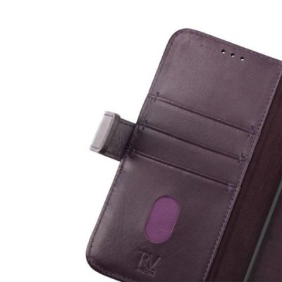 rv iphone 14 pro max genuint läder plånboksfodral 3 kortfack 1 kontantfack magentlås lila