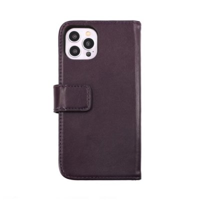 rv iphone 14 pro max genuint läder plånboksfodral 3 kortfack 1 kontantfack magentlås lila