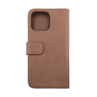 rv iphone 14 pro max genuint läder plånboksfodral 3 kortfack 1 kontantfack magentlås brun