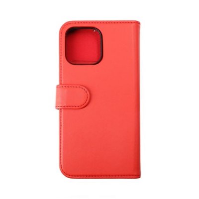 rv iphone 14 pro plånboksodral med flipstand 3 kortfack 1 kontantfack magnet lås vegan material röd