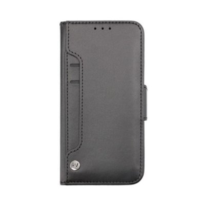 rv iphone 14 pro vegan pu-läder plånboksfodral 6 kortfack 1 kontantfack magnetlås svart