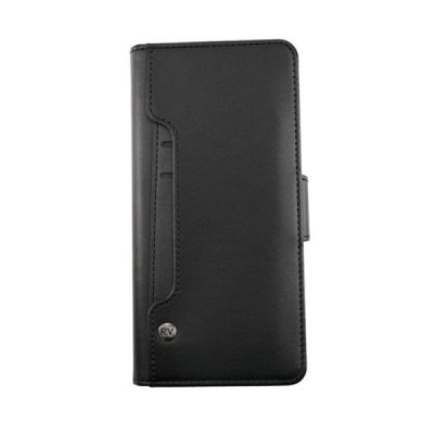 rv samsung galaxy s21 fe flip stand tpu pu plånboksfodral med skal kortfack sidofack svart