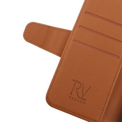 rv samsung galaxy s22 flip stand tpu pu läderfodral med skal och kortfack brun