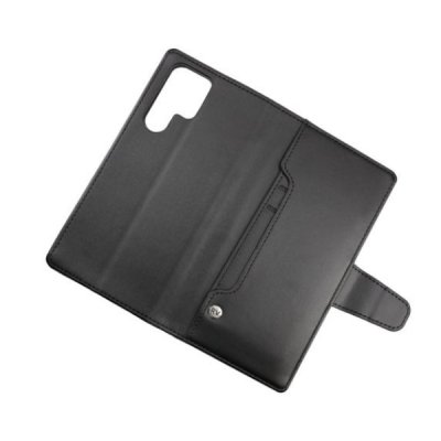 rv samsung galaxy s22 ultra plånboksfodral med flip stand stativ och kortfack samt sidofack svart