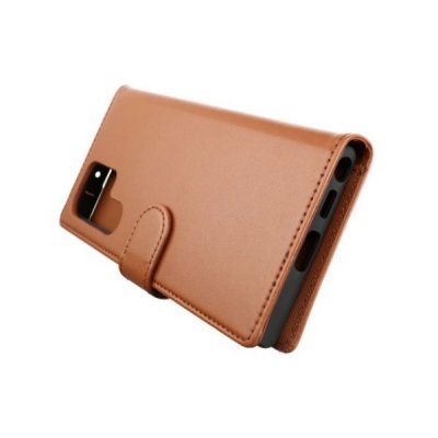 rv samsung galaxy s22 ultra plånboksfodral med magnetiskt lås kortfack flipstand tpu pc pu läder brun