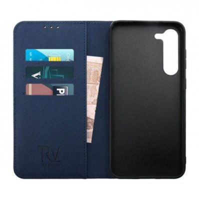 rv samsung galaxy s23 magnet plånboksfodral med kortfack och sidofack blå