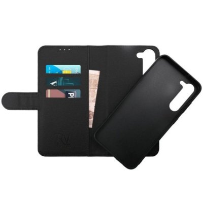 rv samsung galaxy s23 magnet plånboksfodral med kortfack och sidofack svart