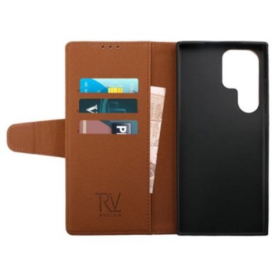 rv samsung galaxy s23 ultra plånboksfodral med extra kortfack brun