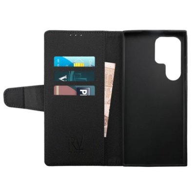 rv samsung galaxy s23 ultra plånboksfodral med extra kortfack svart