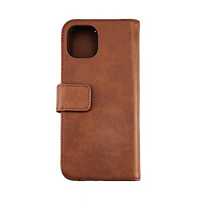 rvelon iphone 12 mini genuint plånboksfodral brun äkta läder läderfodral mobil skydd hög kvalitet