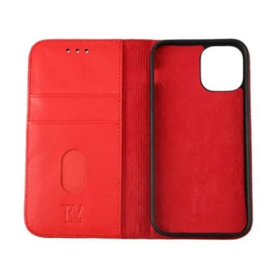 rvelon iphone 12 mini genuint plånboksfodral röd äkta läder läderfodral mobil skydd hög kvalitet