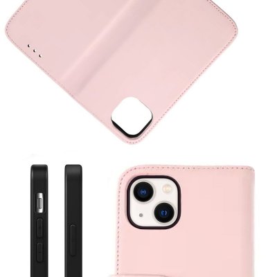 rvelon iphone 13 mini plånboksfodral av äkta genuint läder hög kvalitet rosa färg