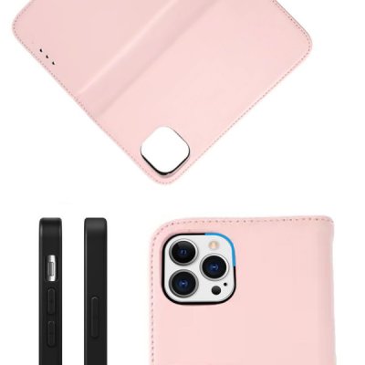 rvelon iphone 13 pro genuint plånboksfodral rosa färg äkta läder hög kvalitet